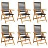 vidaXL Reclining Folding Chairs 6 pcs Black Solid Wood Acacia