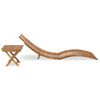 vidaXL Folding Sun Lounger with Table Solid Teak Wood