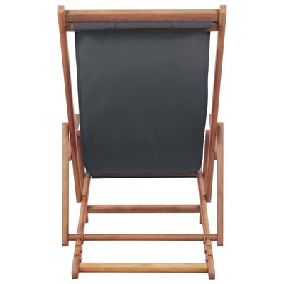 vidaXL Folding Beach Chair Fabric and Wooden Frame Grey, grey vidaXL Folding Beach Chair Fabric and Wooden Frame Grey