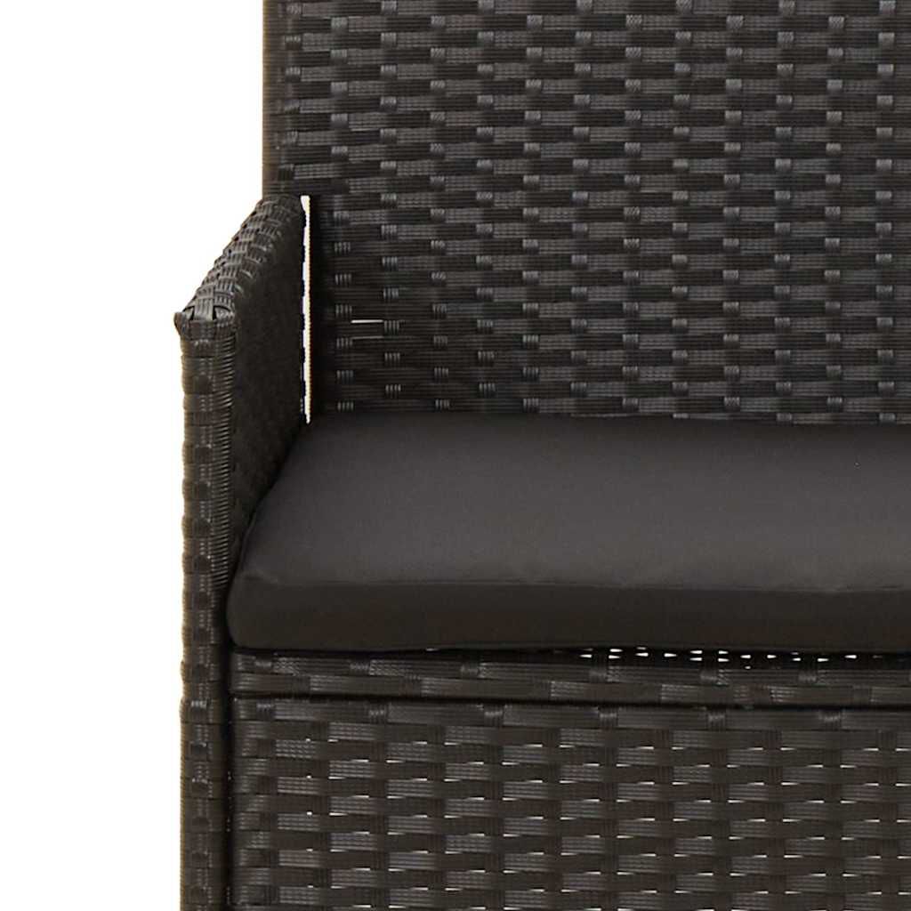 vidaXL 4 Piece Garden Lounge Set with Cushions Black Poly Rattan