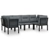 vidaXL 8 Piece Garden Lounge Set Black and Grey Poly Rattan