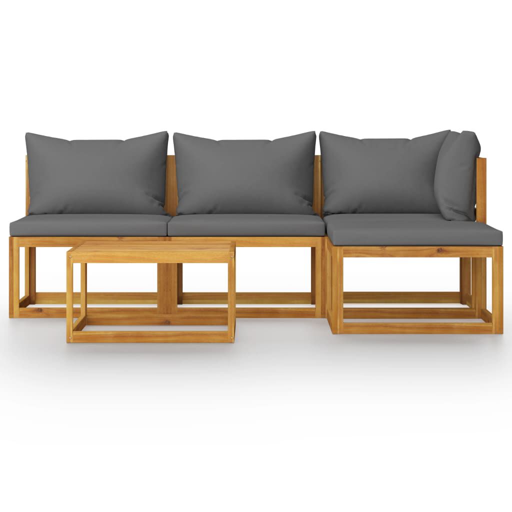 vidaXL 5 Piece Garden Lounge Set with Cushion Solid Acacia Wood