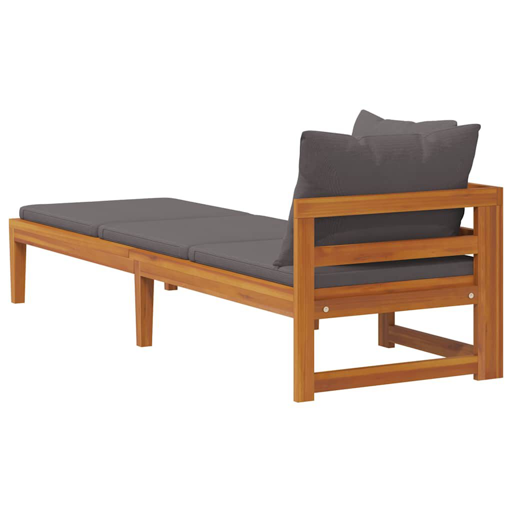 vidaXL Sun Lounger with 1 Armrest Dark Grey Solid Acacia Wood