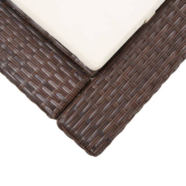 vidaXL Sunbed with Cushion Brown Poly Rattan
