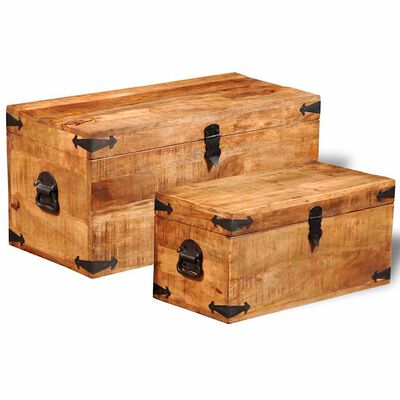 vidaXL Storage Chest Set 2 Pieces Rough Mango Wood