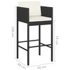 vidaXL 3 Piece Garden Bar Set with Cushions Poly Rattan Black