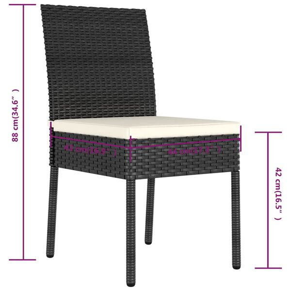 vidaXL Garden Dining Chairs 4 pcs Poly Rattan Black