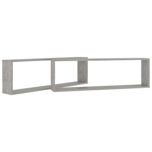 vidaXL Wall Cube Shelf 2 pcs Concrete Grey 100x15x30 cm Engineered Wood