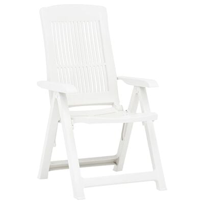 vidaXL Garden Reclining Chairs 2 pcs Plastic White, white vidaXL Garden Reclining Chairs 2 pcs Plastic White