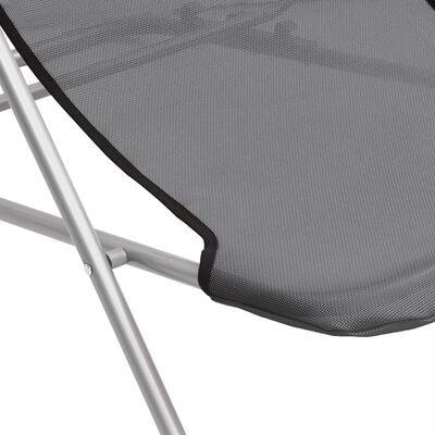 vidaXL Folding Beach Chairs 2 pcs Grey Textilene&Powder-coated Steel, grey vidaXL Folding Beach Chairs 2 pcs Grey Textilene&Powder-coated Steel