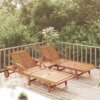 vidaXL 2 Piece Sunlounger Set with Table Solid Wood Acacia,  vidaXL 2 Piece Sunlounger Set with Table Solid Wood Acacia