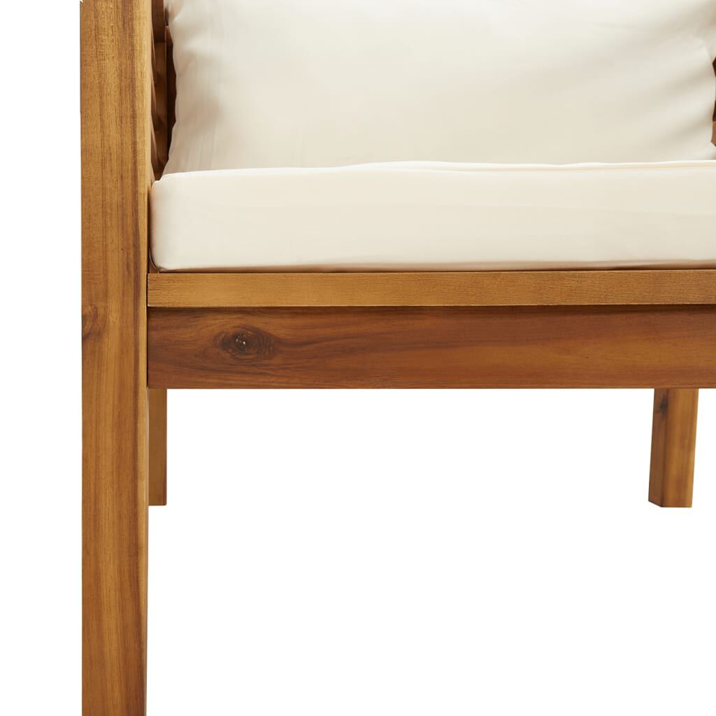 vidaXL 12 Piece Garden Lounge Set with Cream Cushion Solid Acacia Wood