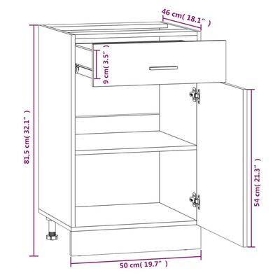 vidaXL Drawer Bottom Cabinet Lyon Brown Oak 50x46x81.5 cm Engineered Wood, brown oak vidaXL Drawer Bottom Cabinet Lyon Brown Oak 50x46x81.5 cm Engineered Wood