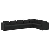 vidaXL 7 Piece Garden Lounge Set with Cushions Poly Rattan Black