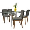 Oak Indoor Fabric Dining Chair Set 4 pcs Dark Grey