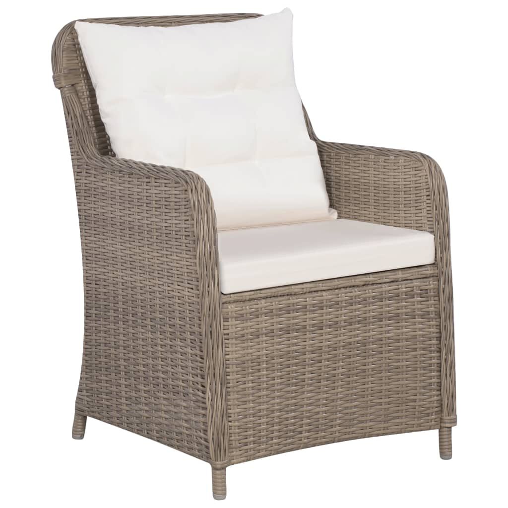 vidaXL Outdoor Chairs with Cushions 2 pcs Poly Rattan Brown