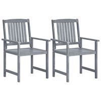 vidaXL Garden Chairs 2 pcs Grey Solid Acacia Wood, grey vidaXL Garden Chairs 2 pcs Grey Solid Acacia Wood