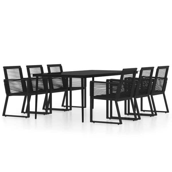 vidaXL 7 Piece Garden Dining Set Black