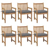 vidaXL Garden Chairs 6 pcs with Grey Cushions Solid Teak Wood, grey vidaXL Garden Chairs 6 pcs with Grey Cushions Solid Teak Wood