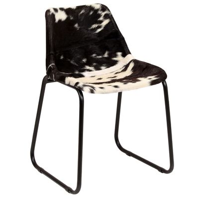 vidaXL Dining Chairs 2 pcs Genuine Goat Leather, black and white vidaXL Dining Chairs 2 pcs Genuine Goat Leather