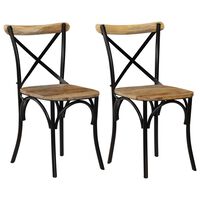 vidaXL Cross Chairs 2 pcs Black Solid Mango Wood,  vidaXL Cross Chairs 2 pcs Black Solid Mango Wood