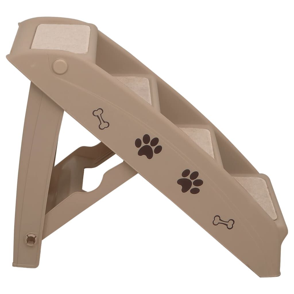 vidaXL Folding Dog Stairs Brown 62x40x49.5 cm