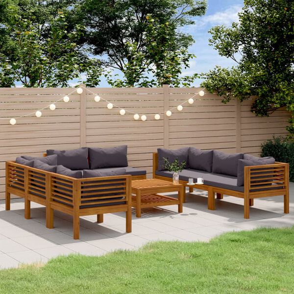vidaXL 9 Piece Garden Lounge Set with Cushion Solid Acacia Wood