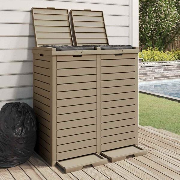 vidaXL Outdoor Garbage Bin Light Brown 78x41x86 cm Polypropylene