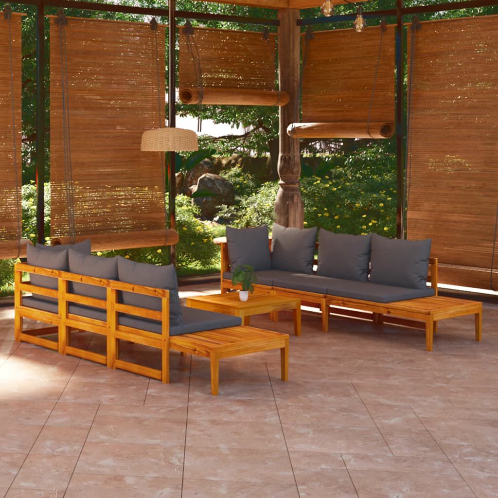 vidaXL 5 Piece Garden Lounge Set with Dark Grey Cushions Acacia Wood