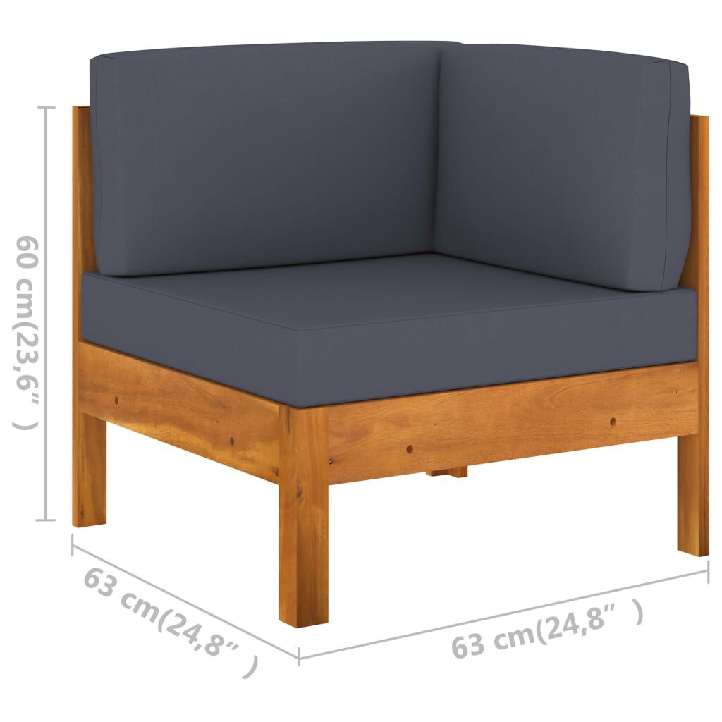 vidaXL 9 Piece Garden Lounge Set with Dark Grey Cushions Acacia Wood