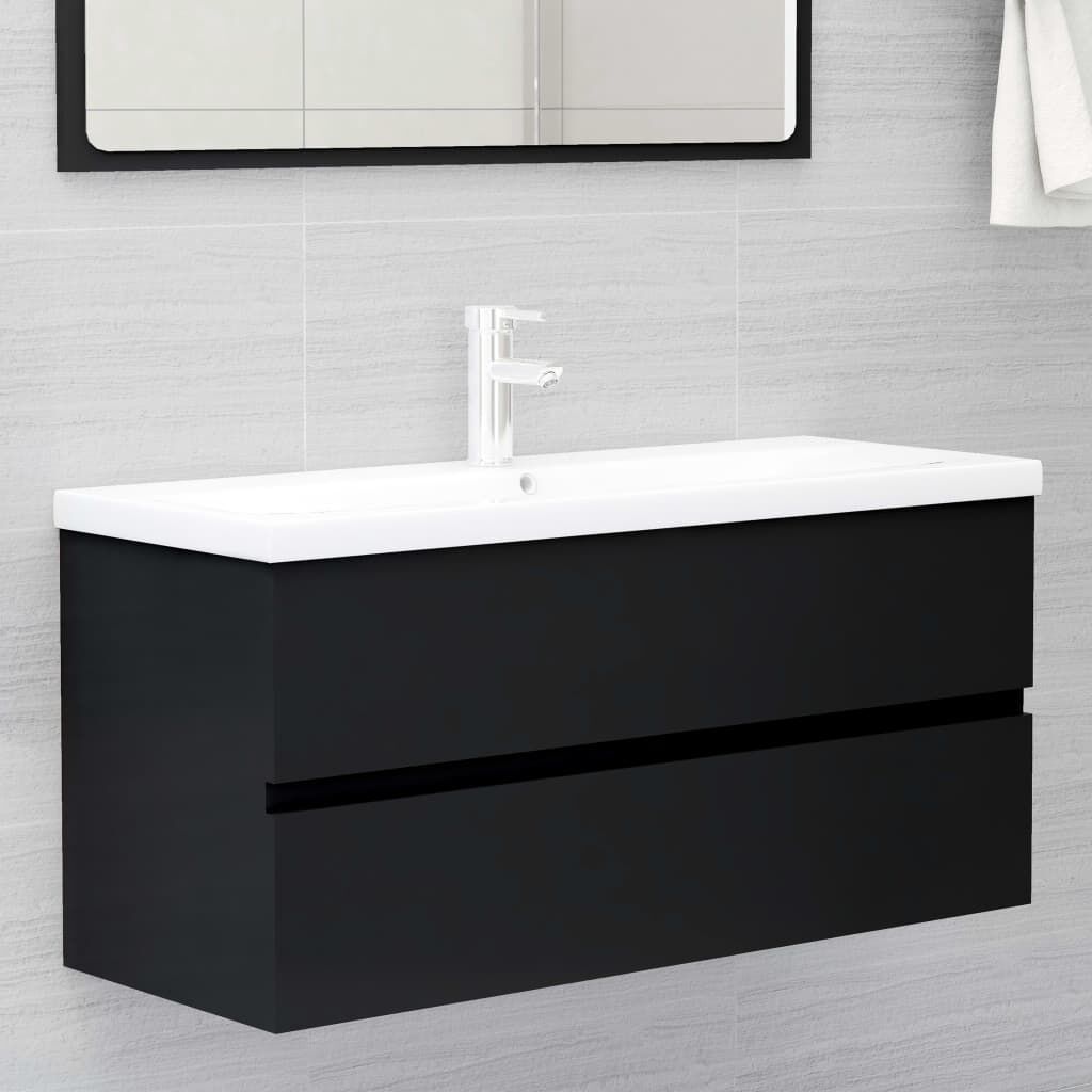 vidaXL Sink Cabinet Black 100x38.5x45 cm Engineered Wood