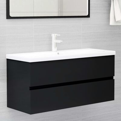 vidaXL Sink Cabinet Black 100x38.5x45 cm Engineered Wood, black vidaXL Sink Cabinet Black 100x38.5x45 cm Engineered Wood