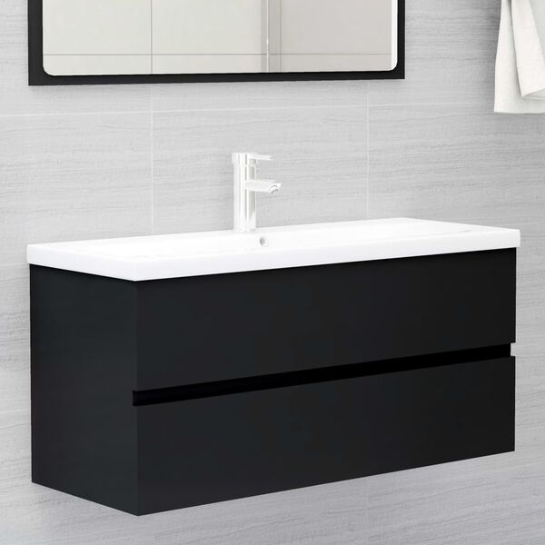 vidaXL Sink Cabinet Black 100x38.5x45 cm Engineered Wood