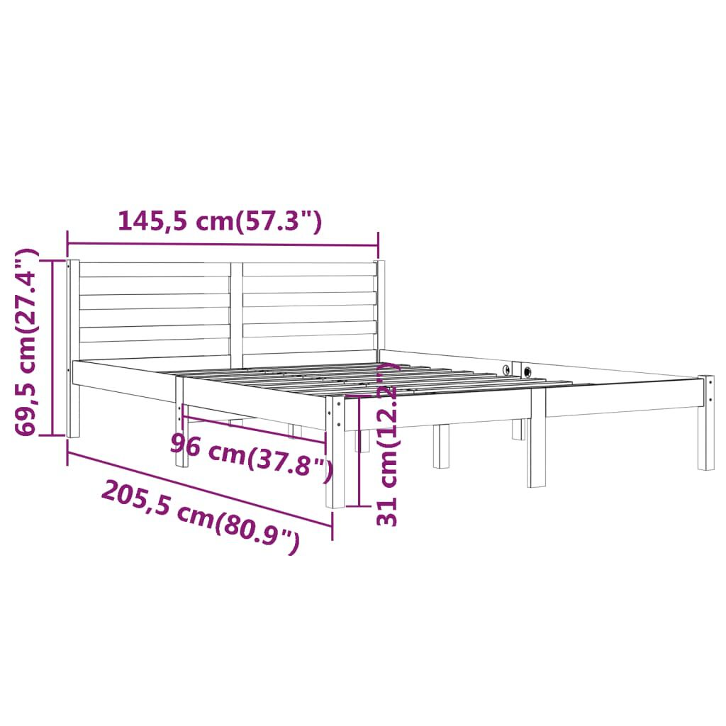 vidaXL Bed Frame without Mattress Solid Wood Pine 140x200cm White