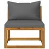 vidaXL 2 Piece Sofa Set with Dark Grey Cushions Solid Acacia Wood