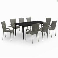vidaXL 9 Piece Garden Dining Set Grey and Black