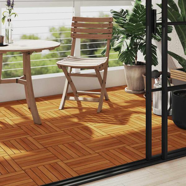 vidaXL 10 pcs Acacia Decking Tiles 30 x 30 cm Vertical Pattern