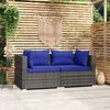 vidaXL 2-Seater Sofa with Cushions Grey Poly Rattan