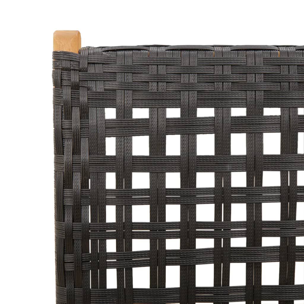 vidaXL Reclining Garden Chairs 6 pcs Black Poly Rattan and Solid Wood