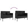 vidaXL Garden Bench with Cushions Black Poly Rattan