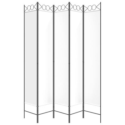 vidaXL 5-Panel Room Divider White 200x220 cm Fabric, white vidaXL 5-Panel Room Divider White 200x220 cm Fabric