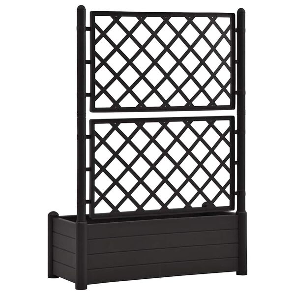 vidaXL Garden Planter with Trellis 100x43x142 cm PP Anthracite