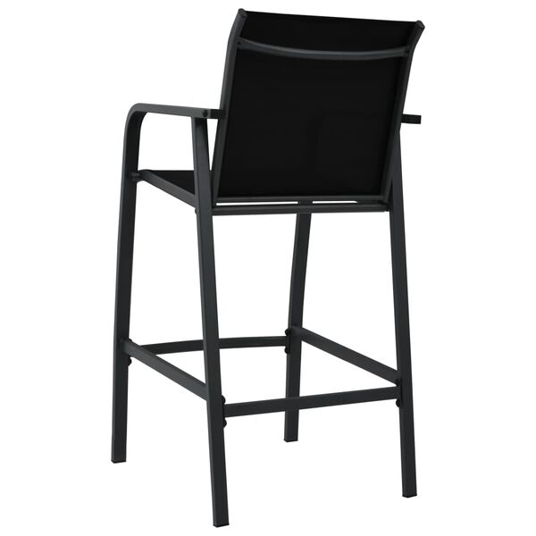 vidaXL Garden Bar Chairs 2 pcs Black Textilene