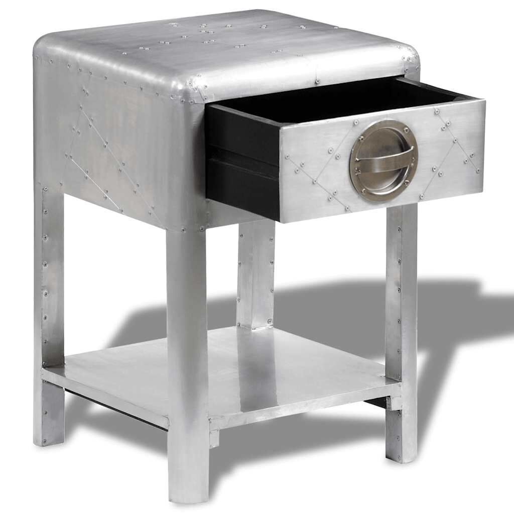 vidaXL Aviator End Table with 1 Drawer Vintage Aircraft Airman Style