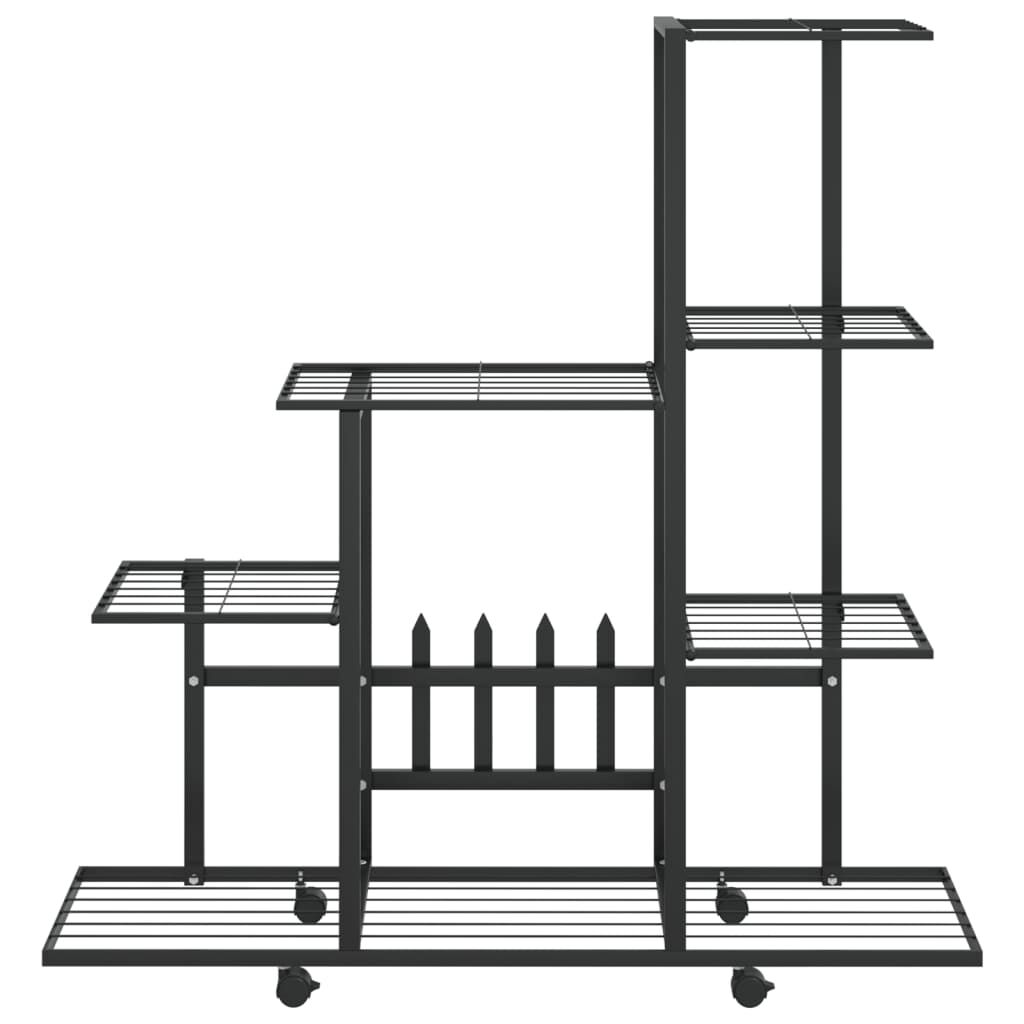 vidaXL Flower Stand with Wheel 94.5x25x92.5 cm Black Metal