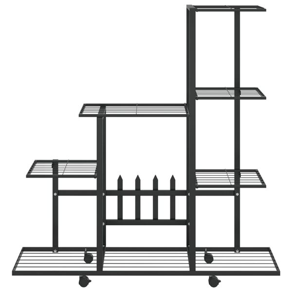 vidaXL Flower Stand with Wheel 94.5x25x92.5 cm Black Metal
