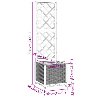 vidaXL Garden Planter with Trellis Blue Grey 40x40x136 cm PP