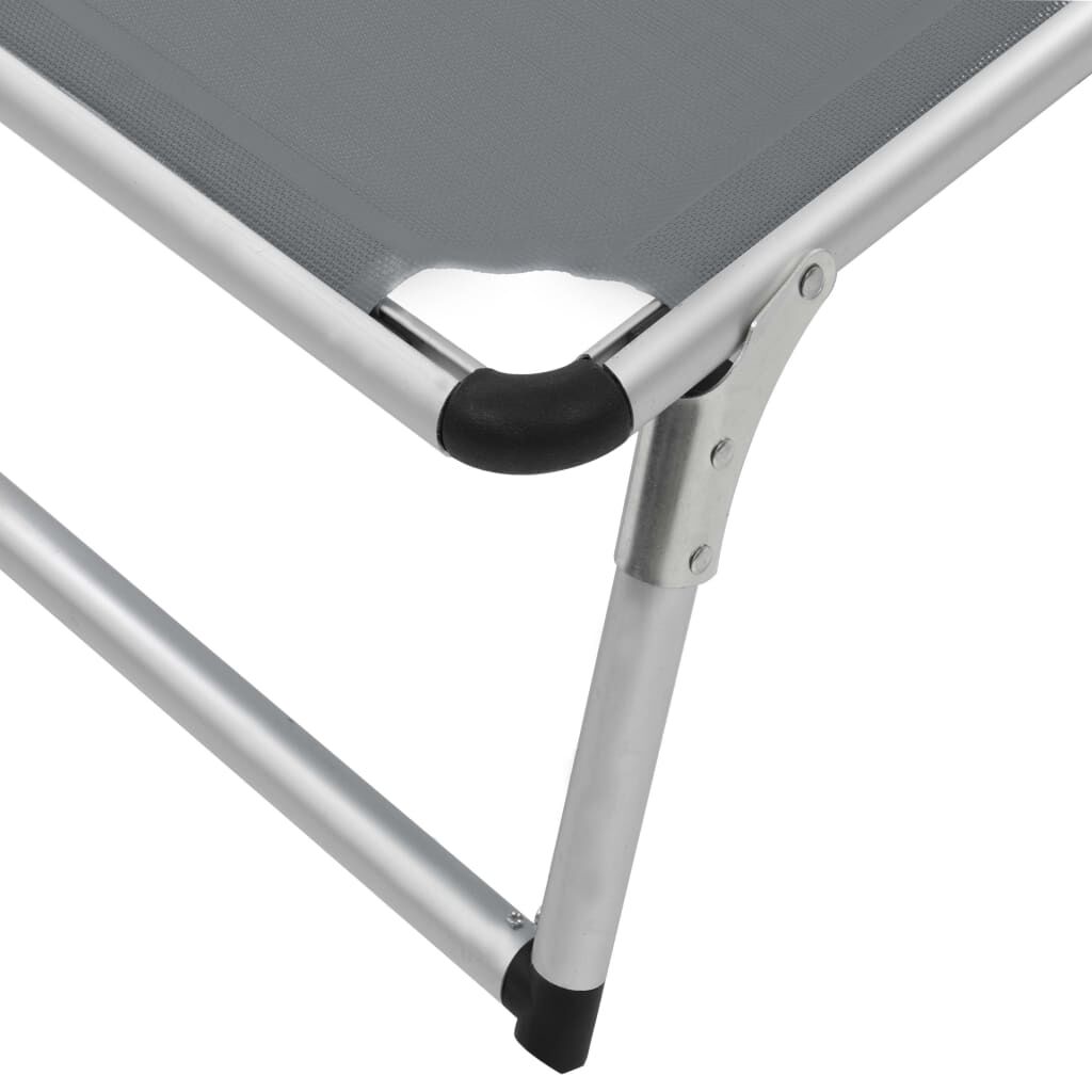 vidaXL Folding Sun Lounger with Roof Aluminium and Textilene Grey