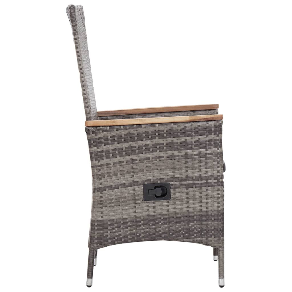 vidaXL 3 Piece Garden Lounge Set with Cushions Poly Rattan Grey