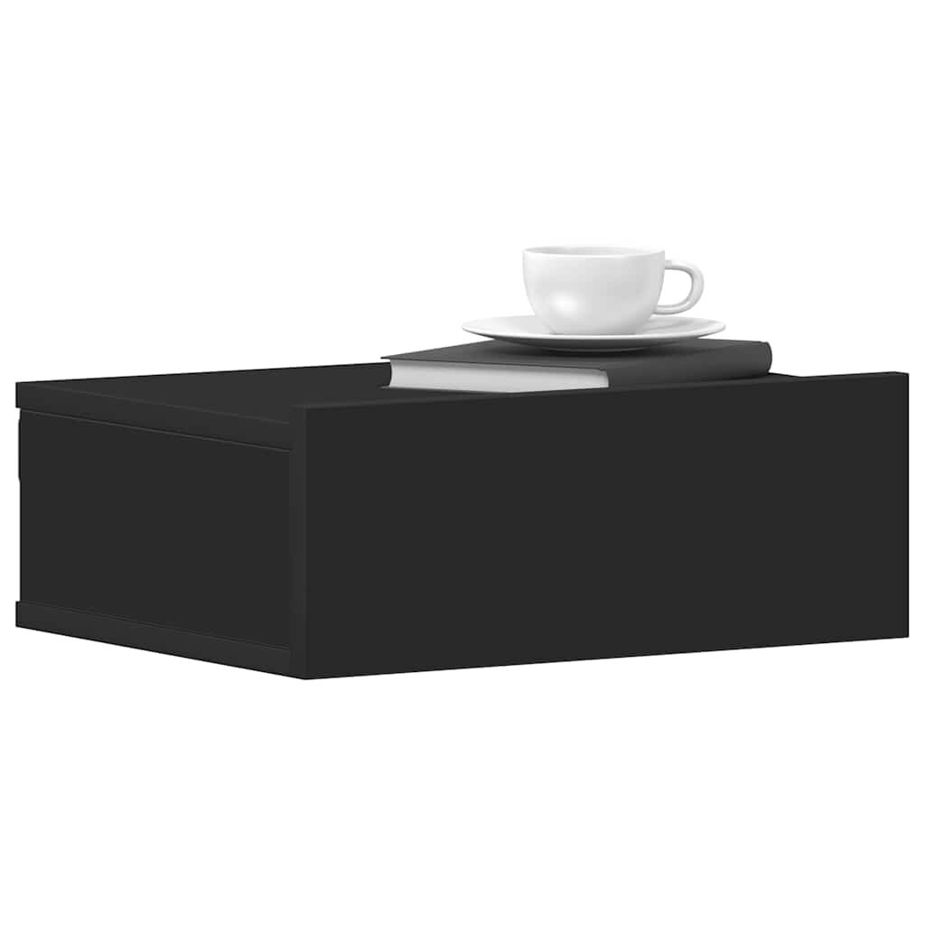 vidaXL Floating Nightstands 2 pcs Black 40x30x15 cm Engineered Wood